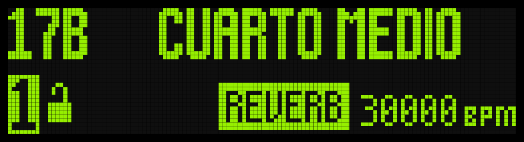 TimeLine MX Display Screen Showing "Cuarto Medio" Preset.