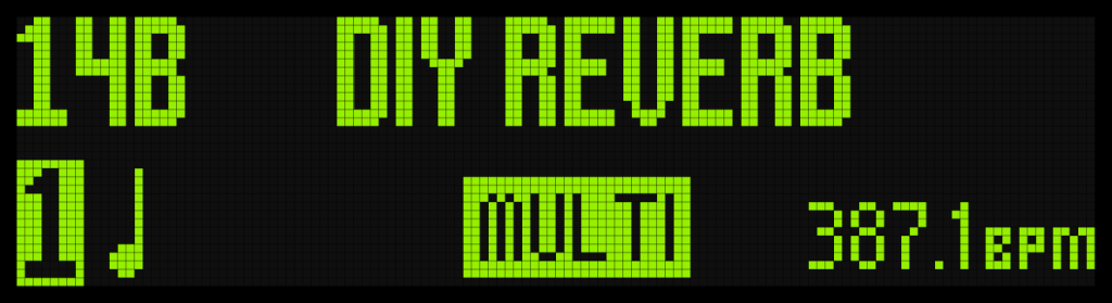 TimeLine MX Display Screen Showing "DIY Reverb" Preset.