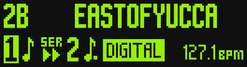 TimeLine MX Display Screen Showing "East of Yucca" Preset.