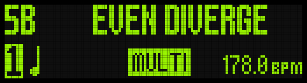 TimeLine MX Display Screen Showing "Even Diverge" Preset.