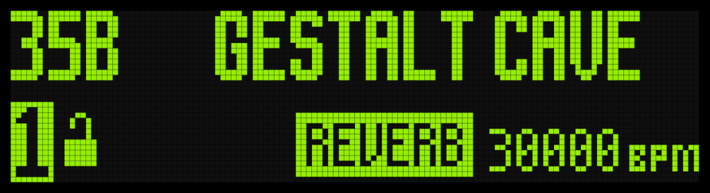 TimeLine MX Display Screen Showing "Gestalt Cave" Preset.