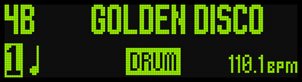 TimeLine MX Display Screen Showing "Golden Disco" Preset.