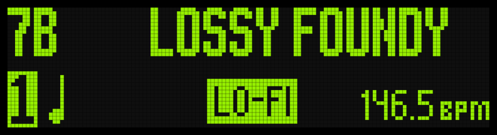 TimeLine MX Display Screen Showing "Lossy Foundy" Preset.