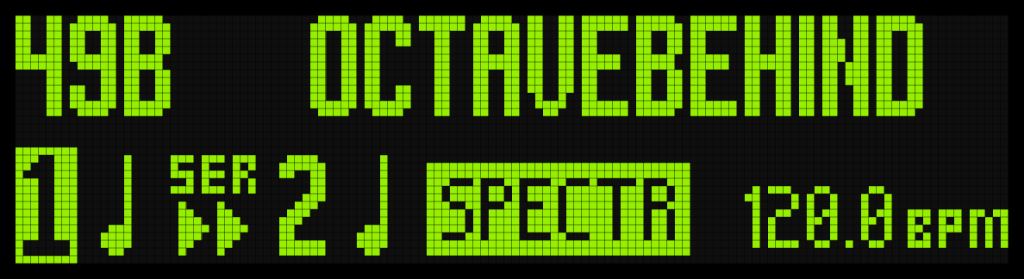 TimeLine MX Display Screen Showing "Octaverb" Preset.
