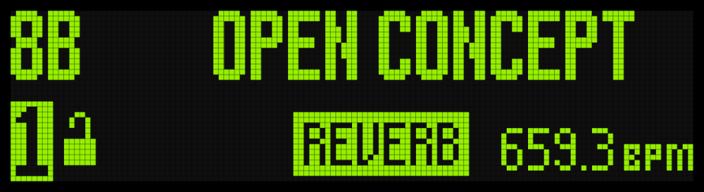 TimeLine MX Display Screen Showing "Open Concept" Preset.