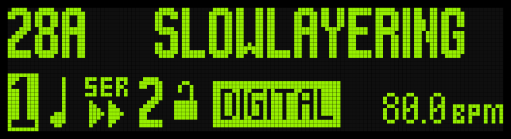 TimeLine MX Display Screen Showing "Slow Layering" Preset.