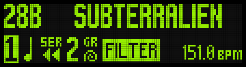 TimeLine MX Display Screen Showing "Subterralien" Preset.