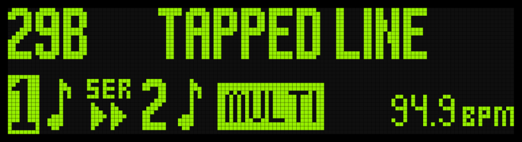 TimeLine MX Display Screen Showing "Tapped Line" Preset.