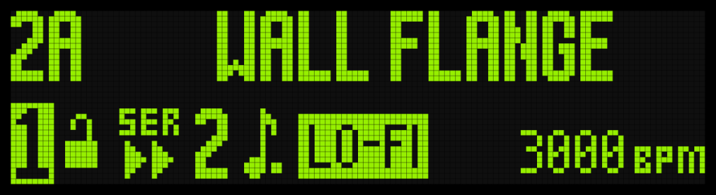 TimeLine MX Display Screen Showing "Wall Flange" Preset.